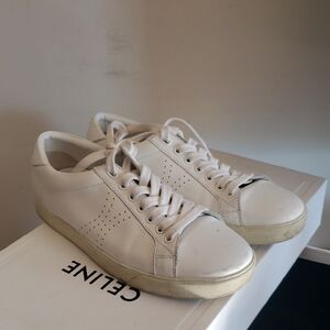 Celine Triomphe White Leather Women's Low-Top Sneakers